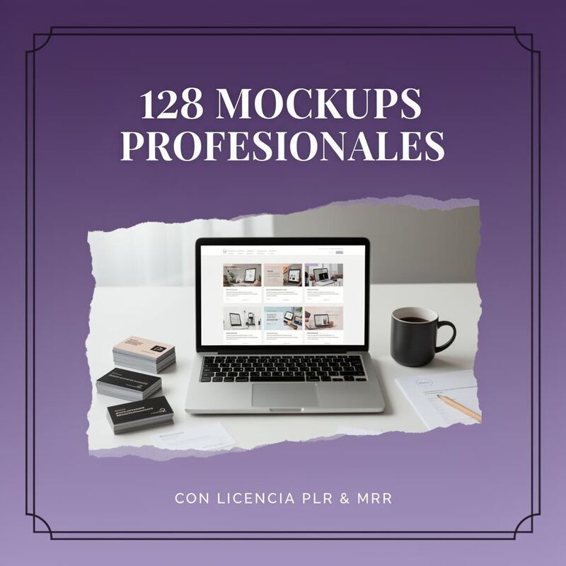 128 Mockups Profesionales para Productos Digitales