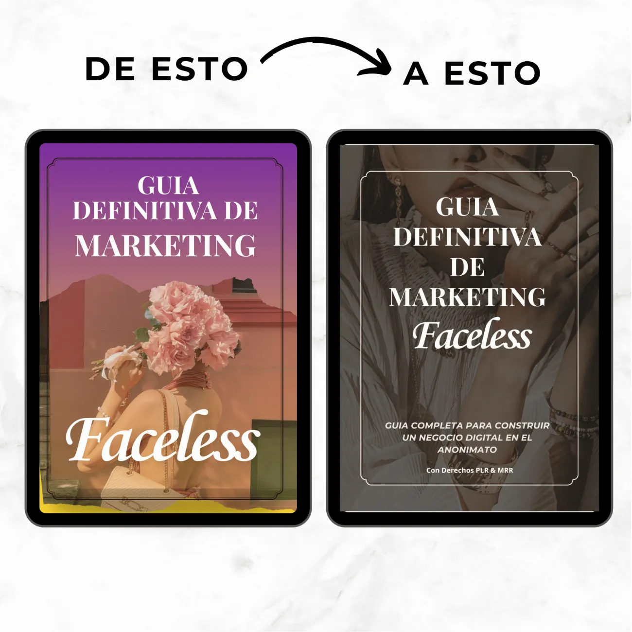 Antes y después: la misma guía editada en Canva con dos estilos distintos