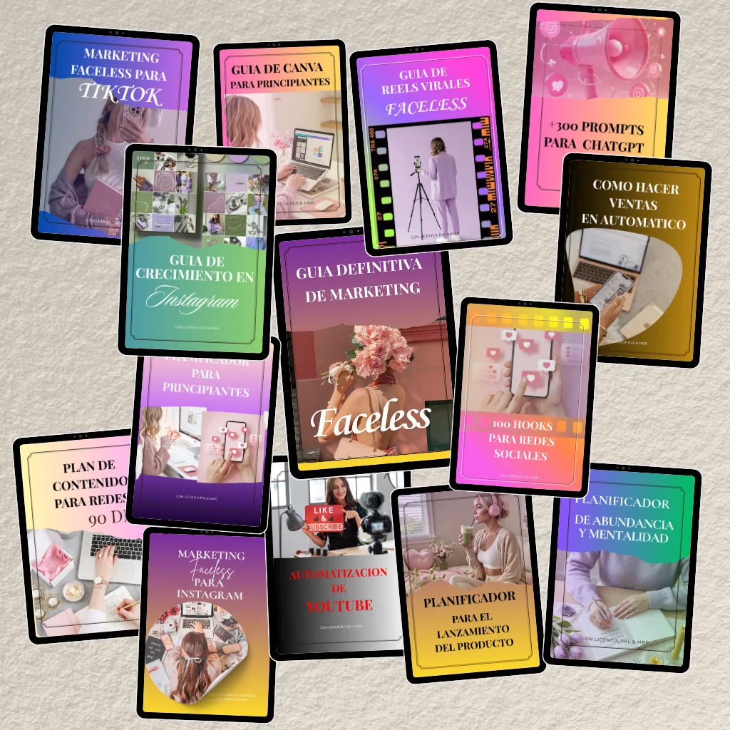 Las 14 portadas de las guías del pack en formato 3D